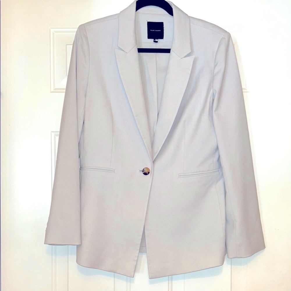 Alex Marie One Button Blazer Jacket 8 Gray Neutral Career Professional Polished